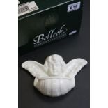 Boxed Belleek Parian china Wall Pocket in the form of a Cherub