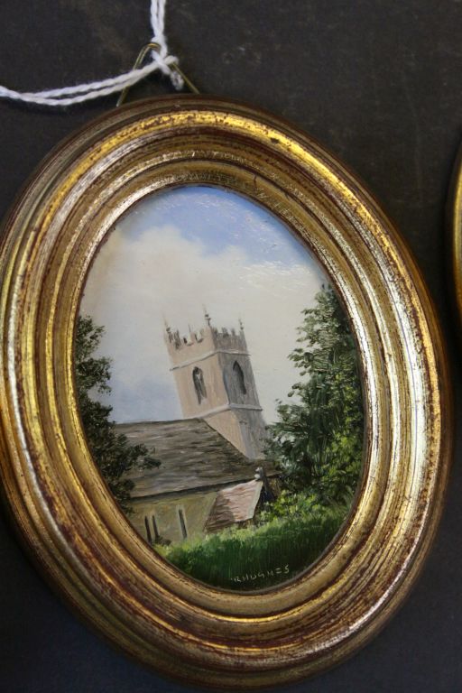 Robert Hughes (20th century British school) three oval miniature paintings, oil on board, - Image 2 of 4