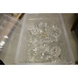 Box of vintage glassware to include Webb Crystal glass set etc