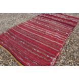 Large Eastern Wool Red, White and Orange Ground Rug, approx. 300cms x 170cms