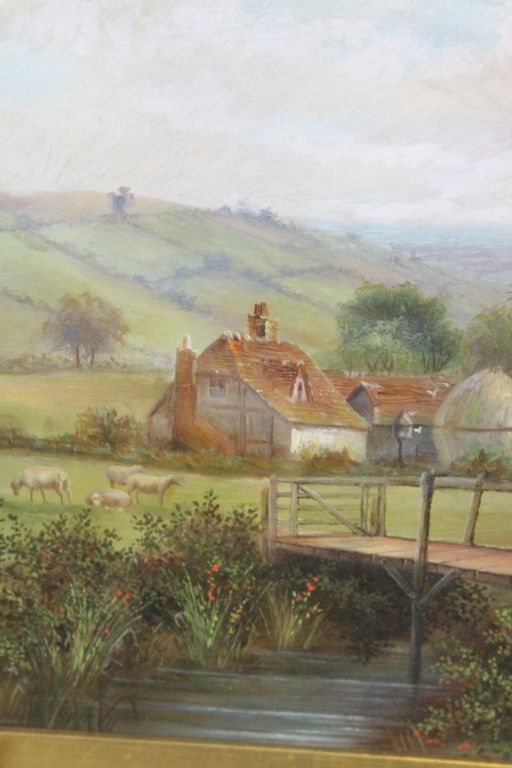 Gilt framed & glazed Oil on canvas of a Country Farmhouse scene - Image 2 of 2