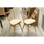 Pair of Ercol Elm Seated Stick Back Dining Chairs