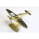 Heavy Brass World War Fighter Spitfire / Hurricane on Stand