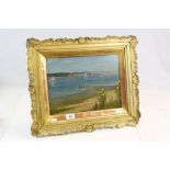 Gilt framed Oil on board of a Beach scene