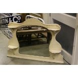 Victorian Painted Oak Shaped Overmantle Mirror with Four Candle Shelves