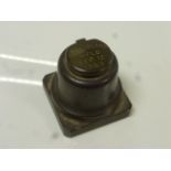 Stone inkwell, the hinged lid engraved "Bell Island NFLD Sep 12 1929", height approximately 6.5cm