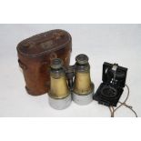 A Pair Of Early World War One / WW1 Field Binoculars Marked With The Broad Arrow And A World War Two