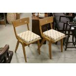 Pair of Mid 20th century Ben Style Beech Dining Chairs with Padded Seats