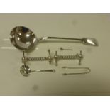 Collection of silver and silver plated items comprising a Victorian silver sifter spoon, makers Levi