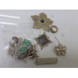 Collection of silver and white metal jewellery to include two pairs of amber silver drop earrings, a