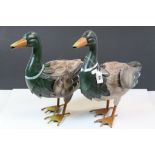 Pair of Metal Mallard Ducks