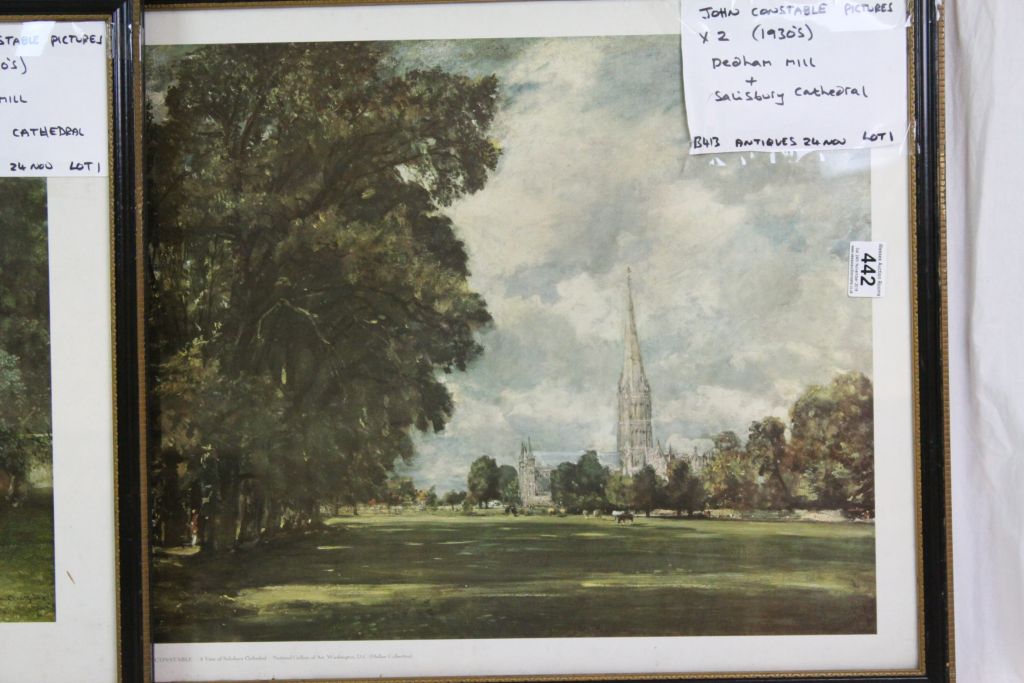 Two framed & glazed John Constable prints of Dedham Mill & Salisbury Cathedral - Image 2 of 3