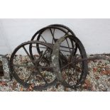 Set of Four Vintage Six Spoke Iron Wheels, approx. 80cm diameter