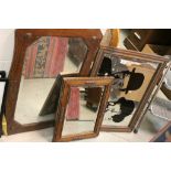 Three vintage Wooden framed Mirrors to include one with Laurel & Hardy image to the glass