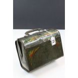 Art Nouveau Huntley & Palmer Biscuit Tin in the form of a Green Gladstone Bag