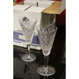 Boxed set of six Waterford Crystal Champagne glasses in "Templemore" pattern