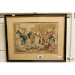 Framed & glazed early 19th Century humorous Political Engraving "The Honey Moon"