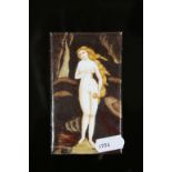 20th century enamel on copper small panel depicting Venus, brown and beige colourway, height