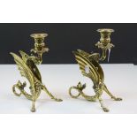 Pair of vintage Brass Candlesticks modelled as Dragons