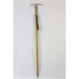Bronze tipped wooden handled Tool marked "Corcoran London" & a mountaineering Ice Axe
