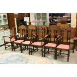 Set of Six Oak Barley-twist Dining Chairs including Two Carvers