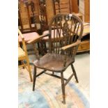 19th century Elm Seated Wheelback Elbow Chair