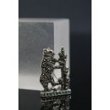 Silver and Marcasite Bear Brooch with Ruby Eyes