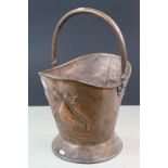 Art Nouveau Copper coal Bucket with swing handle