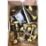 Box of vintage Brass Doorknobs and metal door locks etc