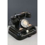 Large vintage black Bakelite Telephone with pull out tray and Extension lever to front