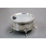 Silver Circular Jewellery Box on Four Legs