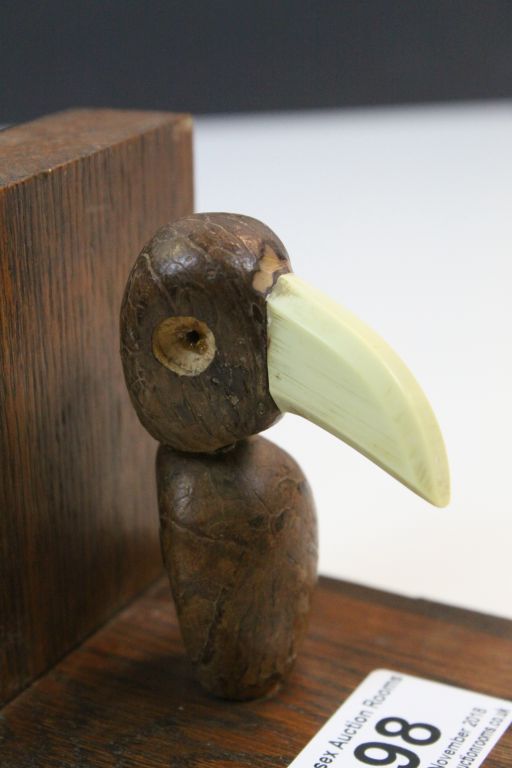Pair of Henry Howell & Co Ltd YZ Style Bird Bookends carved from Brazil Nuts, circa 1940's - Image 2 of 2