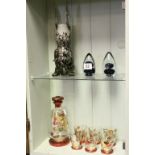 Murano style glass Rabbit vase and two Wedgewood glass Paperweights plus an over painted retro