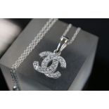 Silver Designer Style Pendant Necklace set with CZ's