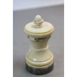 Silver Mounted Ivory Capstan Shaped Pepper Mill, Birmingham 1935 by John Grinsell & Sons