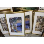 Five large Gilt framed coloured Prints of Paintings