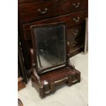 19th century Mahogany Swing Mirror with Three Shaped Glove Drawers (one back foot missing)