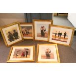 Six Gilt framed & glazed Jack Vetriani Prints