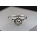 14ct White Gold Single Stone Diamond Ring