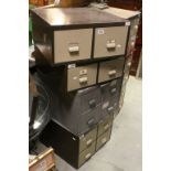 Two Vintage Metal Four Drawer Filing Cabinets (one Grey and one Cream & Brown) together with Two x