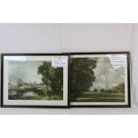 Two framed & glazed John Constable prints of Dedham Mill & Salisbury Cathedral