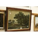 Framed & glazed coloured Print of a Farming scene by Adolf Mesengal