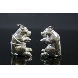 Pair of Condiments in the form of Pigs stamped 800