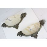 Pair of Art Deco Alabaster & metal uplights