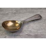 Mid Victorian silver caddy spoon, Old English Bead pattern, makers Francis Higgins II, London