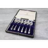 Cased set of six George V silver coffee spoons, makers Cooper Brothers & Sons, Sheffield 1923