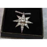 Victorian diamond star pendant necklace, the principle old cut diamond weighing approximately 0.75