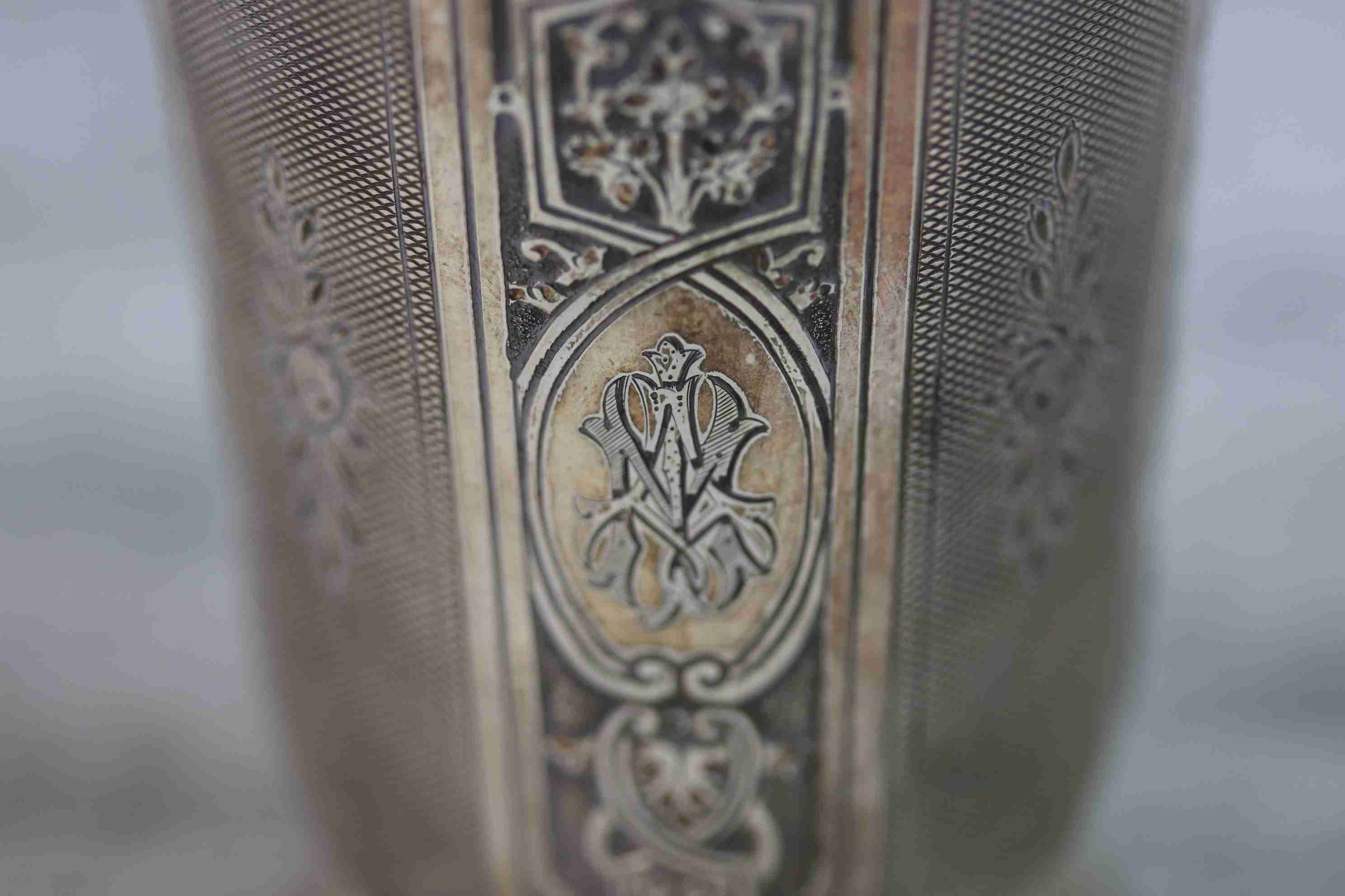Victorian silver footed mug with sectional repousse scroll and stylised foliate decoration to - Image 8 of 13