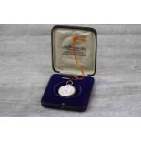 9ct yellow gold small open faced key wind pocket watch, white enamel dial with gilt swag details and