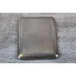 George V silver cigarette case, engine turned decoration to body with Greek Key design border,